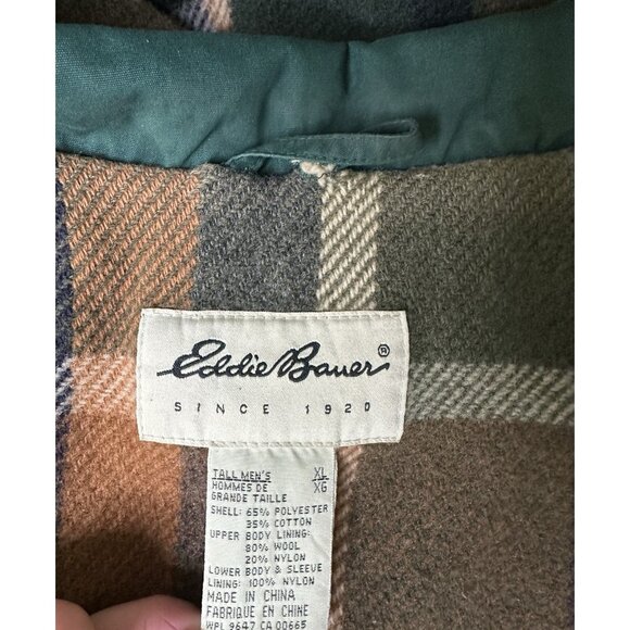 Vintage EDDIE BAUER Mountain Parka Men's XL Green Wool Lined Western Outdoors - Picture 3 of 9